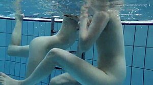 anna netrebko and lada poleshuk in bikinis underwater, big tits touching