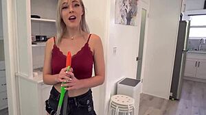 Jamie jett invites touch on her natural tits while riding taboo hardcore