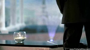 She passionately sucks his cock with sensual style