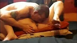 girlfriend joins couple licking dildo pussy outdoor 😍