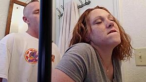 Bathroom Quickie with Busty Wife