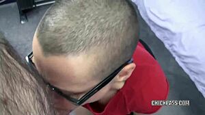 Nerdy Shelly Keeps Her Glasses On During Oral Fun