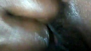 Massaging Oil on Ebony Milf’s Big Ass Before Fingering and Fucking