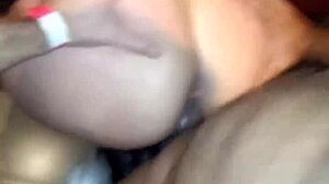 Two guys share the naughty brunette in the swing house.