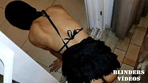 licking with anal plug in place