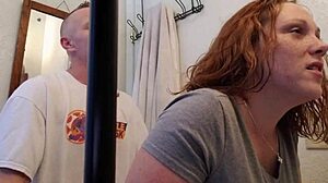 Bathroom Quickie with Busty Wife