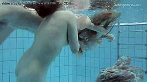 anna netrebko and lada poleshuk in bikinis underwater, big tits touching