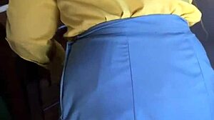 Oh wow, she's bent over the desk in doggystyle, taking that monster black cock deep in her ebony pussy! Gets a nasty creampie while stuck under the study room table. 😈💦