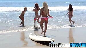 Intense Threeway Teens Facialized in High Definition Reality Party