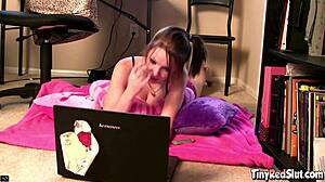 is that tiny red slut masturbating on webcam?