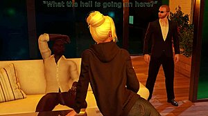 Blonde babe in group anal double penetration blowjob