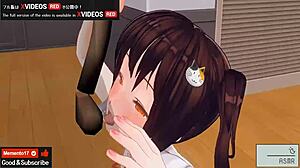 Intense Japanese hentai blowjob and handjob.