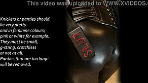 Watch this sissy get trained in anal assfucking with a small cock in a cage during holiday!