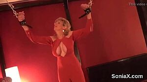 This unfaithful british mature lady sonia just couldn't resist exposing her heavy boobs. She did it right in front of everyone.