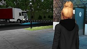 shelly's homecoming with spit and double anal fun