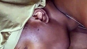 Ebony girl works hard on big cock outdoors