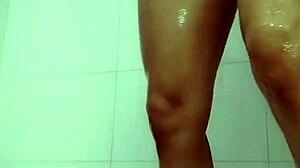 vanessa touches herself in the bathroom feeling horny