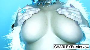 charley strips her sexy outfit and spreads her pussy and ass wide