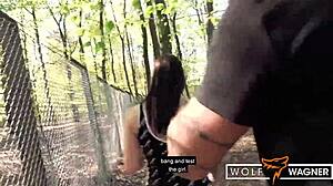 julia, a german milf from berlin, shows off her big fake tits and ass in outdoor casting