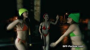Post Heist Foursome With Busty Bikini Bandits