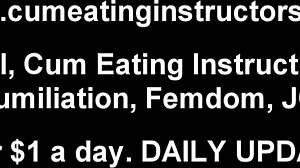 mistress instructs slave to eat cum
