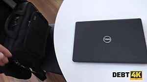 debt4k chick dodges trouble by banging the landlord