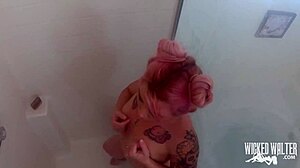 Bonni and Tripp get wild in the bath with big cocks and cumshots