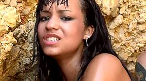 Wonderful Mulatto Girl Enjoys Outdoor Fun in the Sea