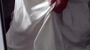 Cum SHOOTS on SATIN NIGHTGOWN