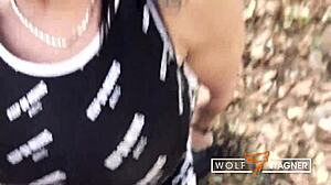 julia, a german milf from berlin, shows off her big fake tits and ass in outdoor casting