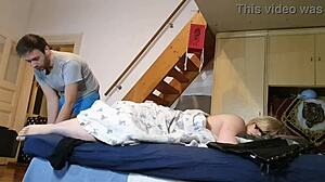 pervert stepson secretly jerking to stepmother's feet hd