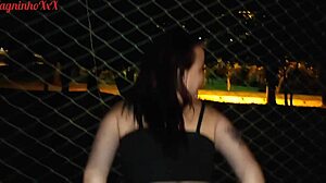 Vagninho and Holy Rubi piss and flaunt their asses in public park