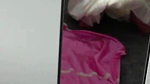 Cum SHOOTS on SATIN NIGHTGOWN