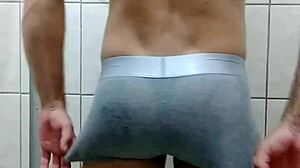 hot naughty guy jerks off in shower until cumshot
