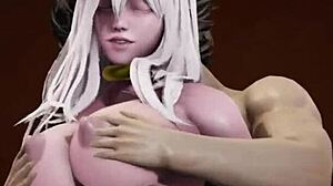 Android C21 in wild 3D cartoon double action with Sajajin