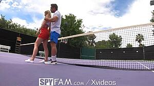 Step bro teaching tennis lessons with big dick to step sis?