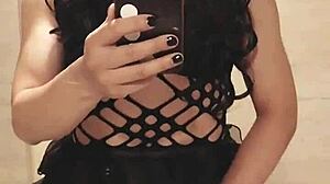 this asian crossdresser just chilling in his room, masturbating casually.