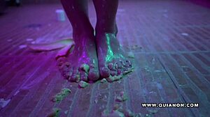 quianon master teaches footjob in kitchen solo