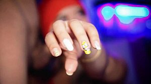 Blonde with angelic face performs oral in public webcam show