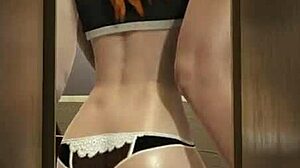 Aloy enjoys double penetration and deepthroat in threesome.