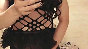 this asian crossdresser just chilling in his room, masturbating casually.