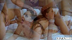 Tori Black takes two cocks