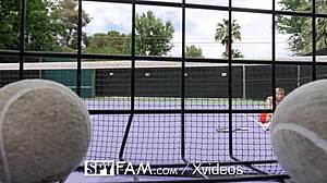 Step bro teaching tennis lessons with big dick to step sis?