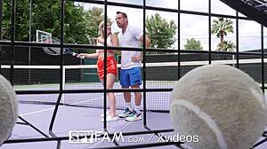 Step bro teaching tennis lessons with big dick to step sis?