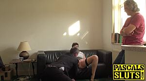 Gagging Brunette Slut in Stockings Receives Intense Facial.