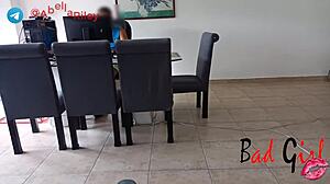 blonde stepdaughter shows new panties then quick assfuck