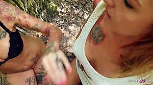 German Student Joins Young Couple's Outdoor Fuck Session