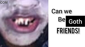 Close-up of black goth friends in mashup