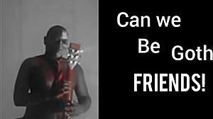 Close-up of black goth friends in mashup