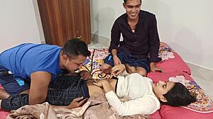 Young Indian Teen 18+ Enjoys Threesome Fun